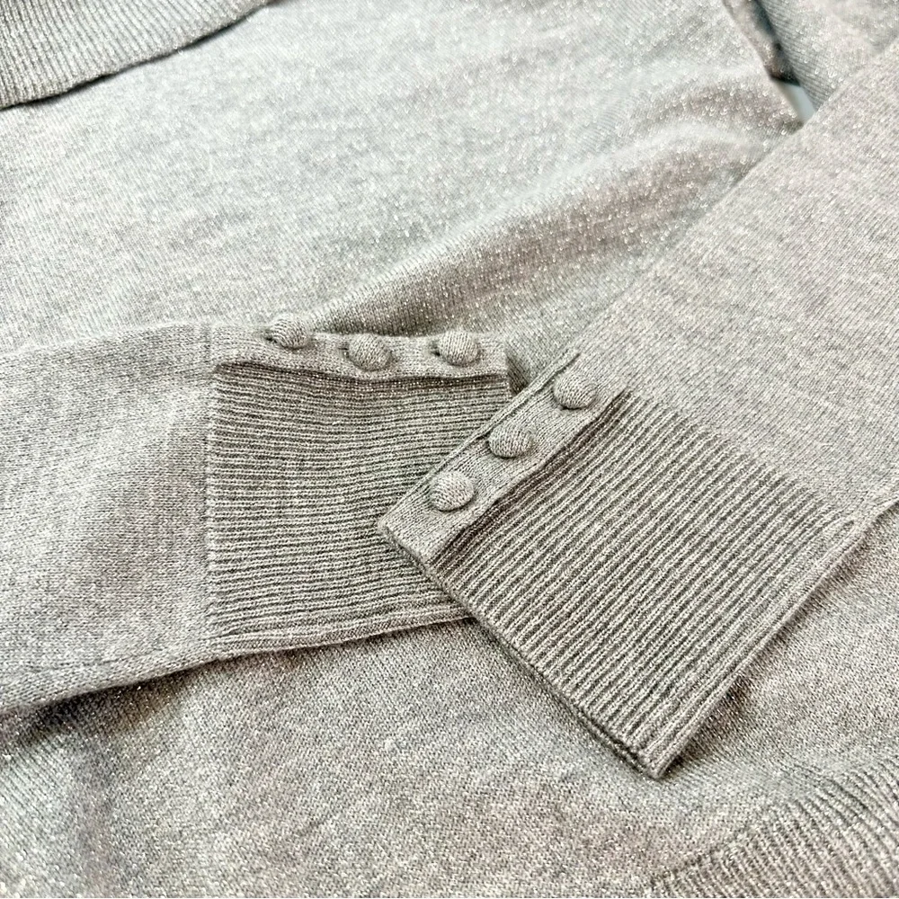 Talbots Merino Wool Button Cuff Cowlneck Sweater Shimmer